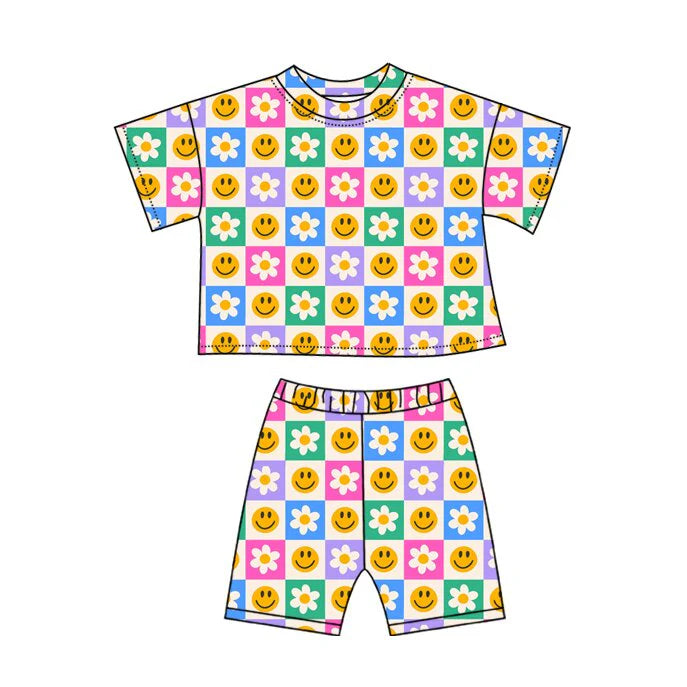 11.19 MOQ：5pcs GSSO2864 pre-order baby girl clothes smile toddler girl summer outfit