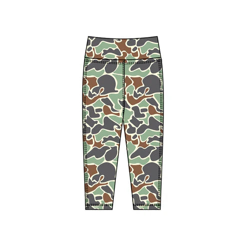 10.24 P0913 Baby Girls Green Camo Yoga Leggings Pants Bottom Preorder