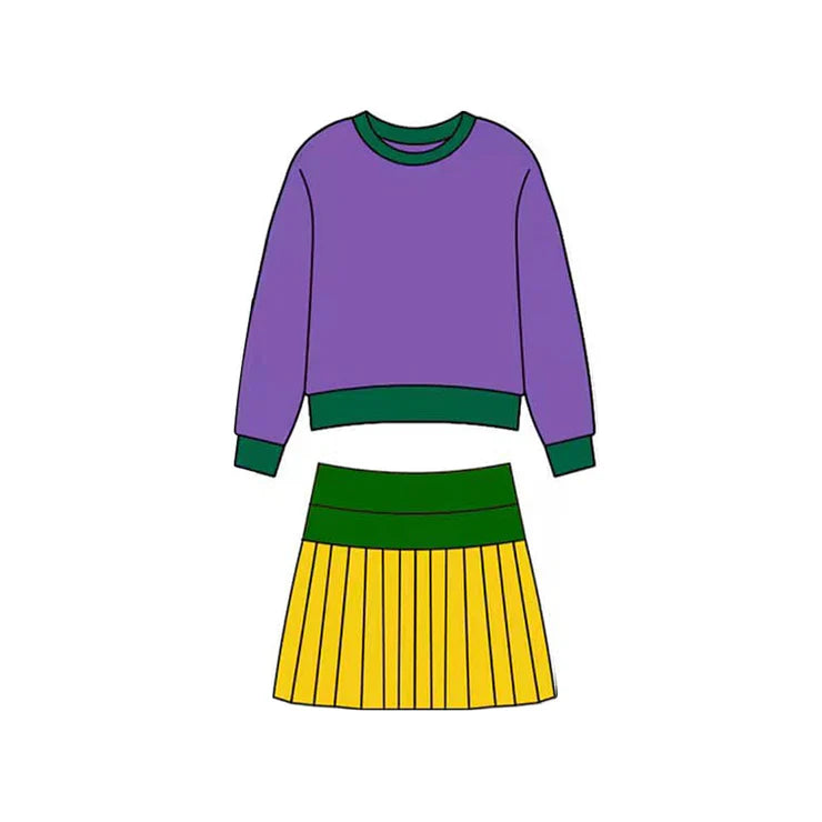 11.20 MOQ：5pcs GLD1512 pre-order baby girl clothes mardi gras toddler girl yoga skirt outfit