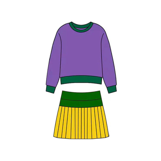 11.20 MOQ：5pcs GLD1512 pre-order baby girl clothes mardi gras toddler girl yoga skirt outfit