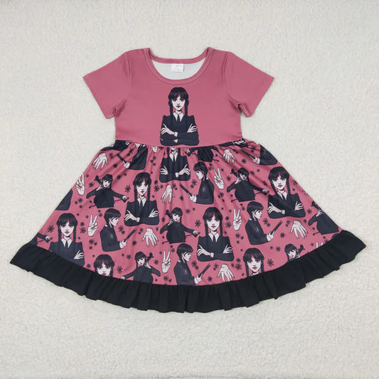 GSD0288 Baby Girls Cartoon Black Knee Length Dress