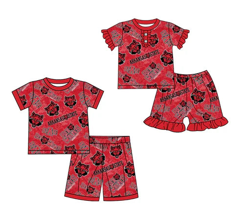 5.16 Custom Moq 3 Each Item Sibling Boys Baby Girls Football Team Arkansas Clothes Sets
