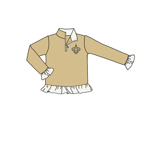 8.1 Custom Moq 5 Baby Girls Khaki Saint Team Zip Pullovers Tops