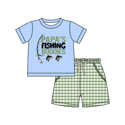 11.13 MOQ:5pcs BSSO1661 pre-order baby boy clothes papa’s fishing toddler boy summer outfit