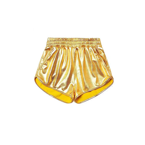 SS0417 Baby Girls Golden Pocket Leather Elastic Bottom Shorts Preorder