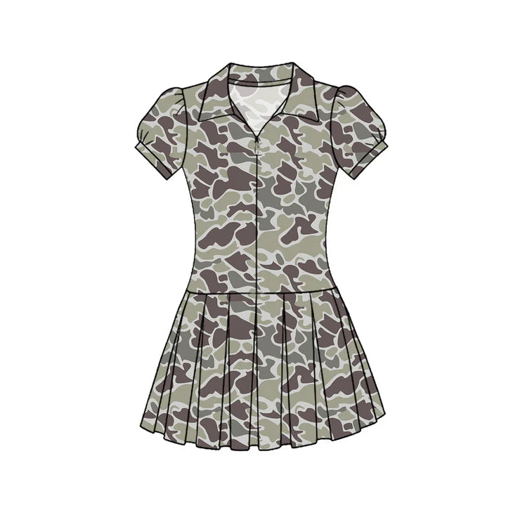 11.25 MOQ：5pcs GSD3214 pre-order toddler clothes camo girl yoga summer dress