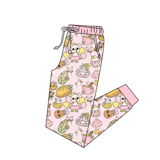 6.10 Custom Moq 3 Adult Women Thanksgiving Pink Turkey Jogger Pants
