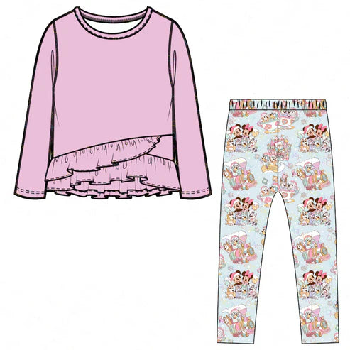 5.24 GLP1940 Baby Girls Christmas Pink Top Dog Legging Clothes Sets Preorder
