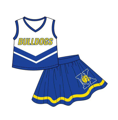 8.9 Custom Moq 5 Baby Girls Bulldogs Top Skorts Team Set