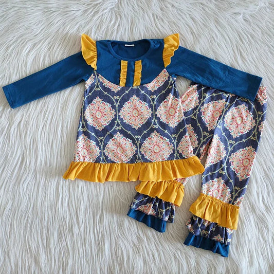 6 A26-17 Girl Blue Ruffle Outfit