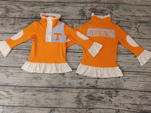 8.1 Custom Moq 5 Baby Girls Orange Button Tennessee Team Pullovers Top