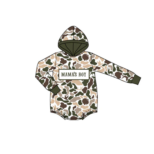 10.23 LR2797 Baby Boys Deer Ducks Camo Mama's Boy Hoodie Rompers Preorder