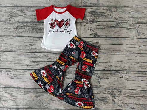 5.5 Baby Girls Team Peace Love Tee Bell Pants Clothing Sets Preorder(moq 3)