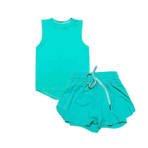 4.21 GSSO2572 Baby Girls Aqua Sleeveless Top Skort Yoga Set Preorder