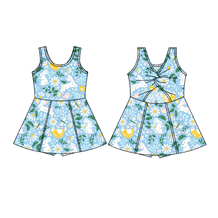 11.7 MOQ：5pcs GSD3048 pre-order toddler clothes rabbit girl easter yoga summer dress