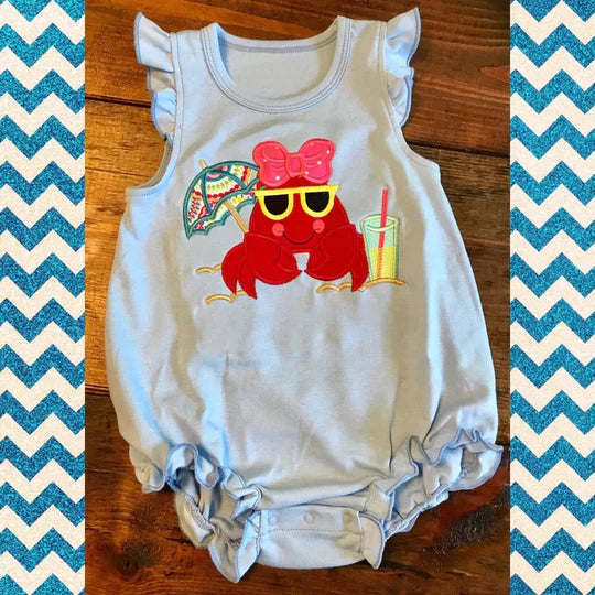 12.25 MOQ:5pcs SR3738 pre-order baby girl clothes crab print girl summer bubble