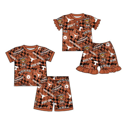 5.16 Custom Moq 3 Each Item Sibling Boys Baby Girls Football Team Texas Clothes Sets