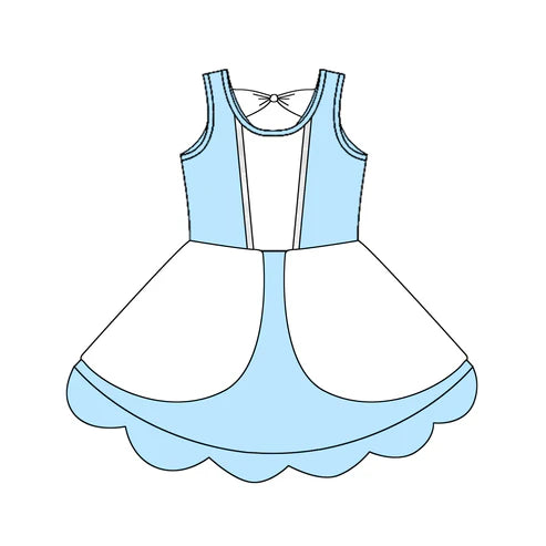 4.24  GSD2517 Baby Girls Light Blue Sleeveless Knee Length Dress Preorder