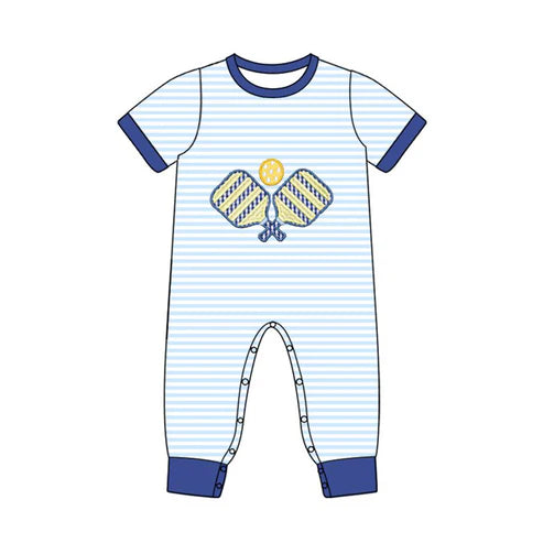 10.27  SR3331 Baby Boys Stripe Tennis Team Footie Rompers Preorder