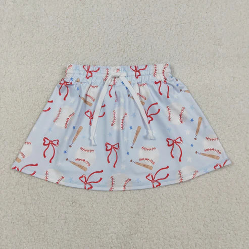 12.8 GLK0169 Baby Girls Bows Baseballs Team Yoga Active Skirt Shorts Bottom