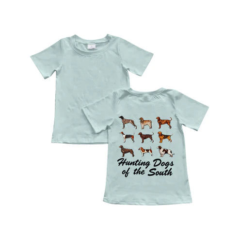 10.31 BT1480 Baby Boys Light Blue Short Sleeve Dogs Hunting T-shirts Top Preorder