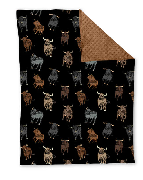5.24 BL0174 Baby Toddler Children Western Black Cows Minky Blankets preorder