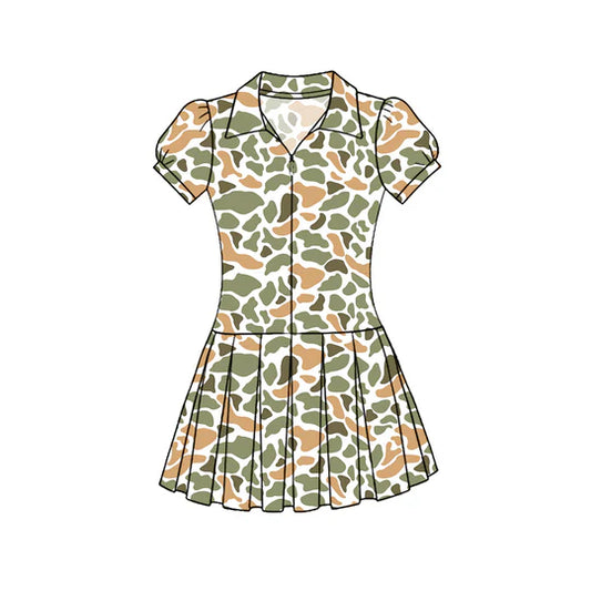 11.26 MOQ:5pcs GSD3220 pre-order toddler clothes camo girl yoga summer dress