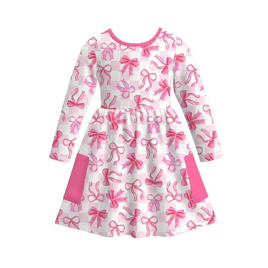 12.6 MOQ:5pcs GLD1554 pre-order toddler girl clothes bows print girl winter dress