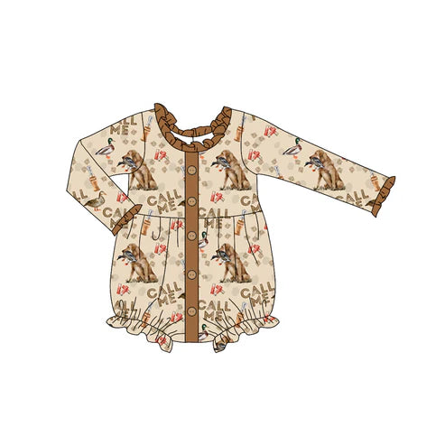 5.30 LR1992 Baby Infant Girls Duck Call Me Hunting Rompers preorder