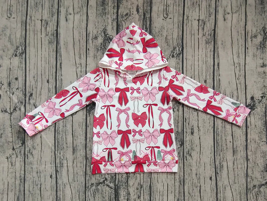 6.12  GT1059 Baby Girls Long Sleeves Pink Bows Plaid Hoodies Top Preorder
