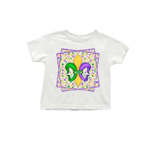 6.3 GT0817 Baby Girls Mardi Gras Anchor White Tee Shirts Tops preorder
