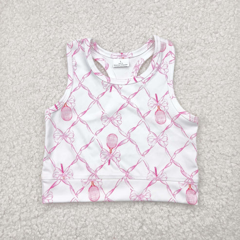 5.9  GT0883 Baby Girls Pink Tennis Bows Yoga Vest Tops