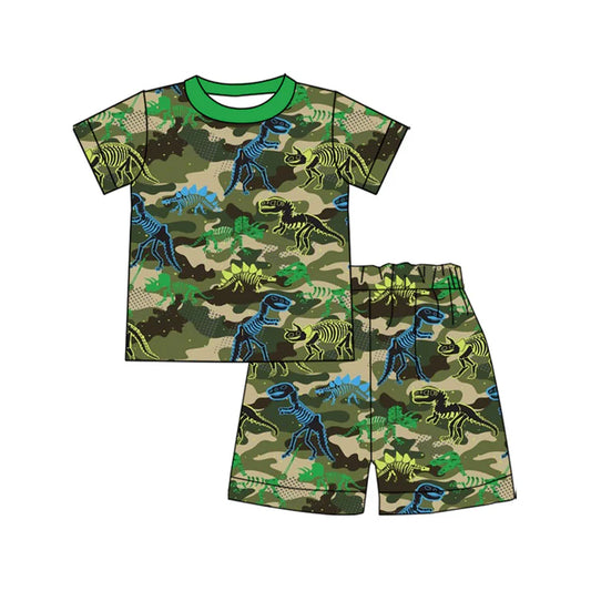 11.15 MOQ：5pcs BSSO1663 pre-order baby boy clothes dino toddler boy summer outfit