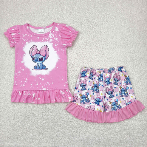 4.29 GSSO1071 Baby Girls Pink Mouse Top Summer Shorts Clothes Set
