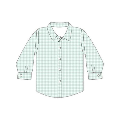 6.7 BT1258 Baby Boys Long Sleeves Light Blue Plaid Button Shirts Top Preorder