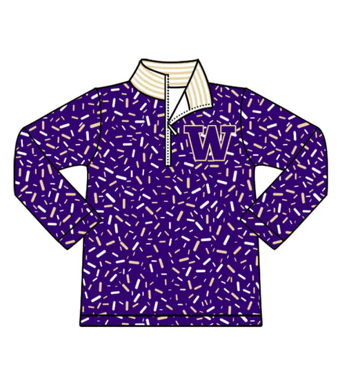 10.16 Custom Moq 8 Baby Boys Purple Sprinkles Zipper W Team Pullovers Top