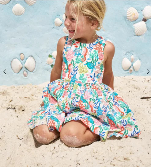 4.24 GSD2508 Baby Girls Sleeveless Sea World Knee Length Dress Preorder