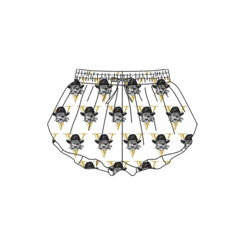 8.30 Custom Moq 5 Baby Girls pirates white Team Ruffle Shorts