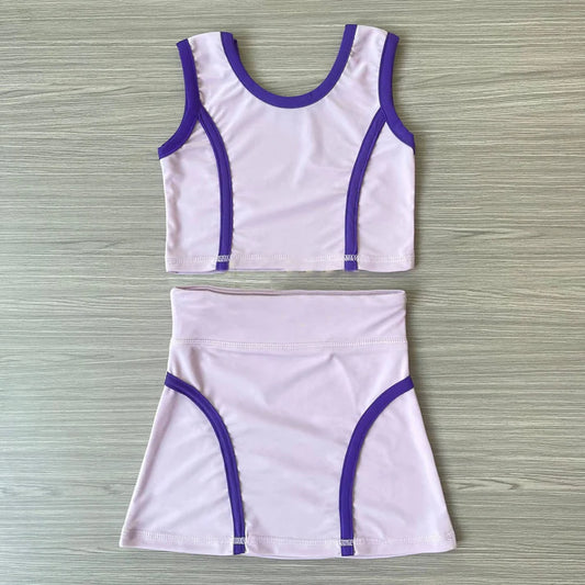 6.12 GSD2673 Baby Girls Sleeveless Lavender Vest Top Skirts Yoga Set Preorder