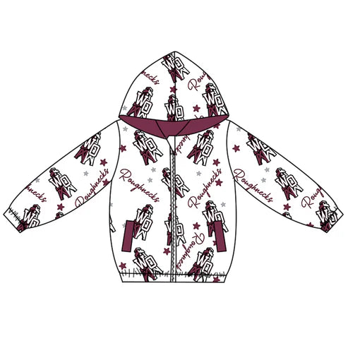 10.10 Custom Moq 5 Baby Boys Claret Roughnecks Team Zipper Hoodies Tops