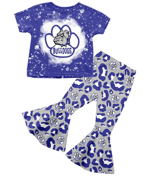 5.8 Girls custom team blue short sleeve pant suit