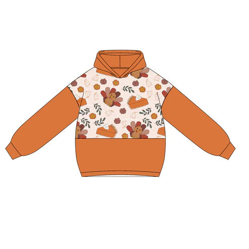 5.22 GT1028 Baby Girls Orange Long Sleeves Turkey Cakes Hoodies Top Preorder