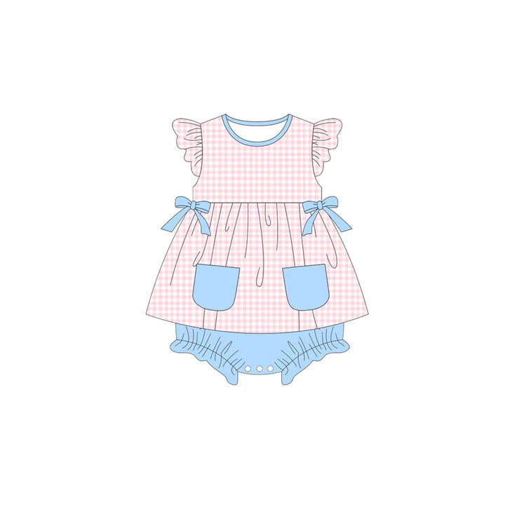 12.1 MOQ:5pcs SR3670 pre-order baby girl clothes gingham girl summer bubble