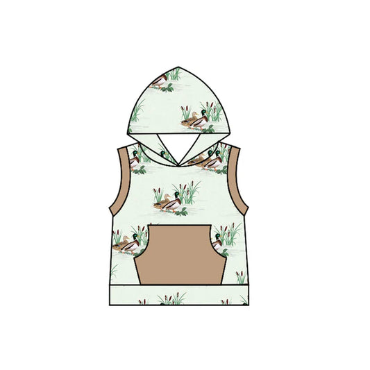 L-3.4 BT1175 Baby Boys Light Brown Hooded Pocket Sleeveless Tops Preorder