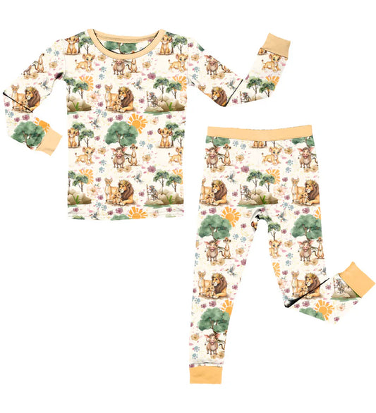 11.25 MOQ：5pcs BLP1401 pre-order toddler boy clothes lion boy winter pajamas outfit
