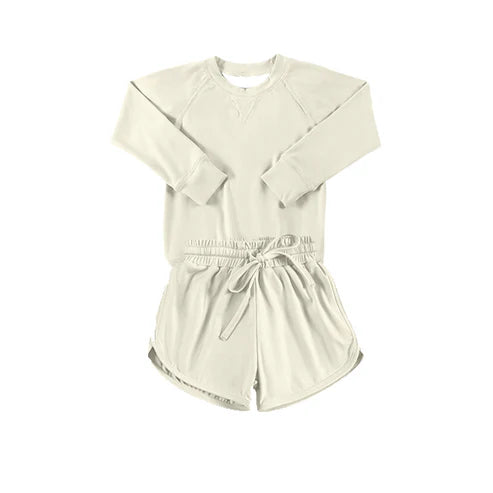 3.28 GLS0008 Baby Girls Gray Long Sleeves Top Short Yoga Set Preorder