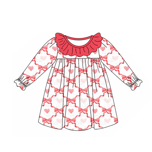 5.23 GLD0872 Baby Girls Valentines Hearts Bows Knee Length Dresses Preorder