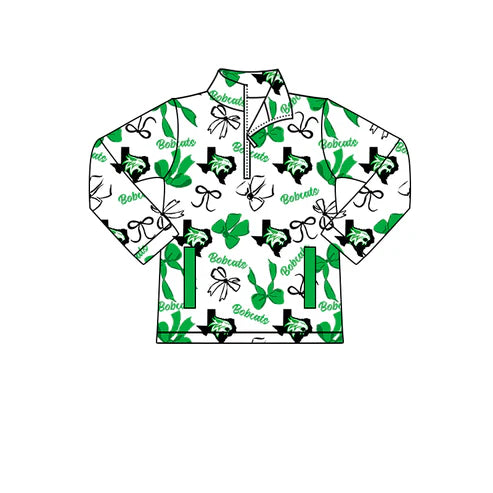 8.18 Custom Moq 5 Baby Girls Long Sleeves Bobcats Team Zipper Hoodie Pant Clothes Set