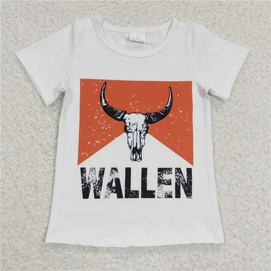 GT0146 WALLEN Bull Head Short Sleeve Top White