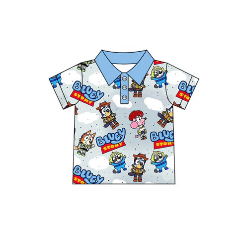 Baby Boys Dog Story Buttons Tee Shirts Tops Preorder